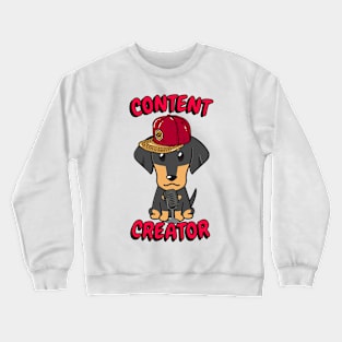 Cute dachshund dog is a content creator Crewneck Sweatshirt